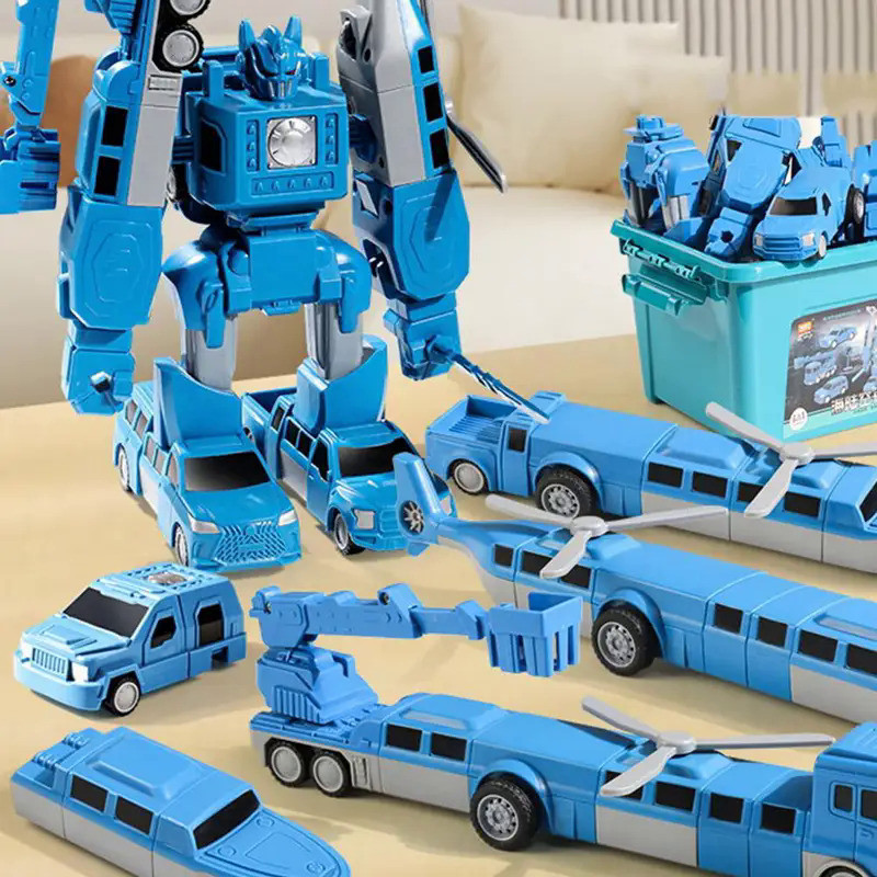 Robot Car Toys Magnetic Diecast Slot Toy Magnetic Transform Vehicle Toys Building Tractor Excavator 