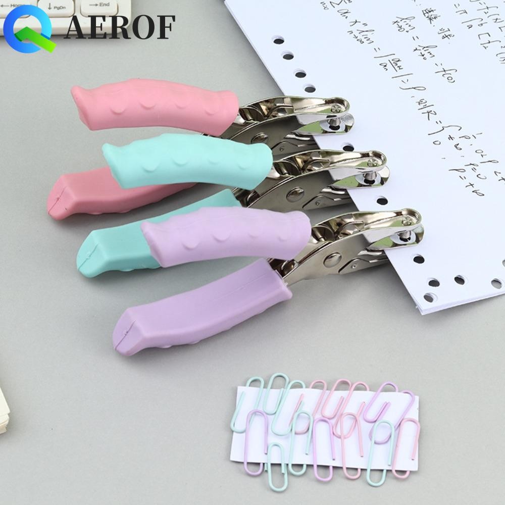 Aerof ที่เจาะรูเดี่ยว, ที่มีจําหน่าย 3 สีที่เจาะรูกระดาษขนาดเล็ก น่ารัก|สีลื่นจับ6มิลลิเมตรหลุมหลวมใบหมัดนักเรียน