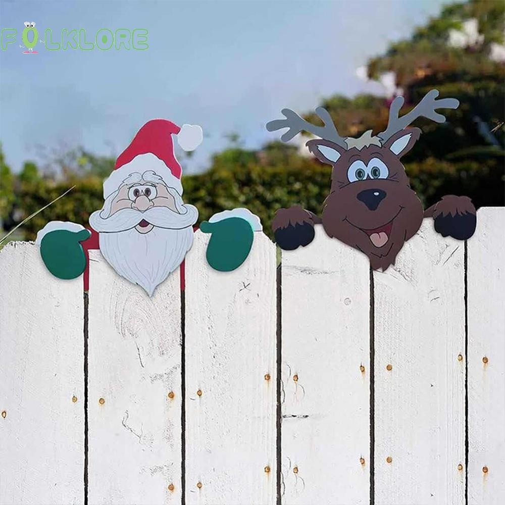 Folklore คริสต์มาสรั้วกลางแจ้งตกแต่งน่ารักเพนกวินรั้ว Peeker Xmas Party Favors