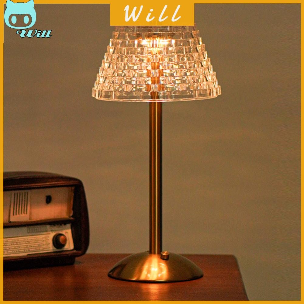 โคมไฟตั้งโต๊ะคริสตัล 3 สี นํา โคมไฟตั้งโต๊ะหรี่แสงได้ตกแต่งบาร์แบบชาร์จไฟได้ - รูปที่ 5