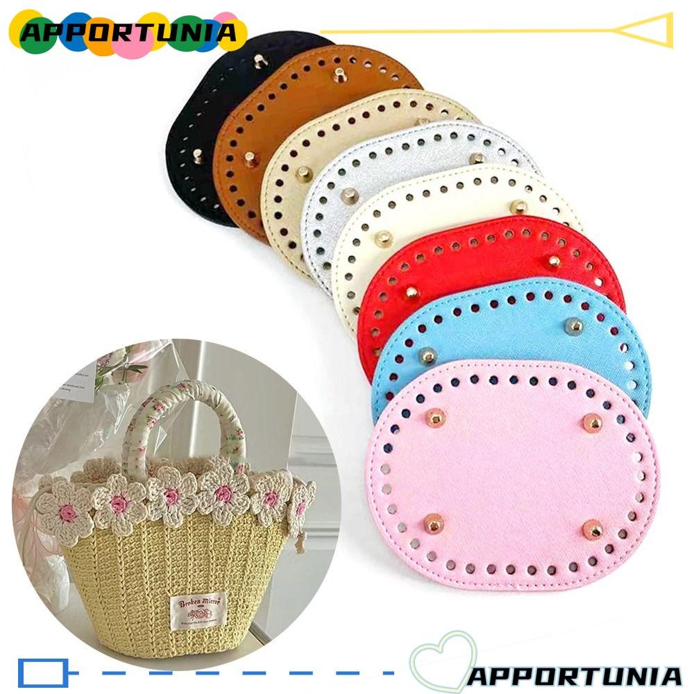 Apportunia ก้นกระเป๋ารูปไข่ 14.5 ซม.* 11 ซม.อุปกรณ์เสริมกระเป๋า DIY วัสดุหนัง PU 36 หลุม Handmade ด้านล่างสําหรับถักกระเป๋า