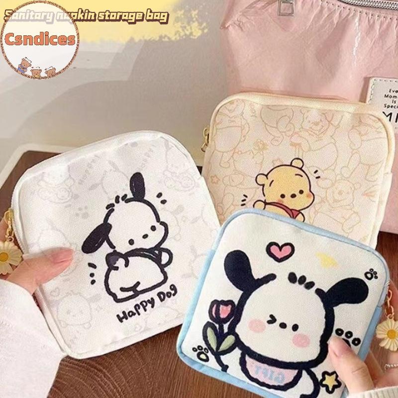 Csndices Kawaii น่ารัก Sanrio อะนิเมะการ์ตูนผู้หญิง Tampton ผ้าอนามัยถุงเก็บมินิเครื่องสําอางกระเป๋าใส่เหรียญกระเป๋าของขวัญ ﻿ ไทย