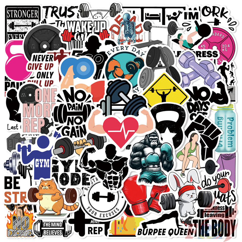 ❉ ยิมอาร์ต . สติ๊กเกอร์ฟิตเนสซีรีส์ตลก 02 ❉ 50 ชิ้น/เซ็ตกันน้ํา DIY Decals สติ๊กเกอร์ Doodle