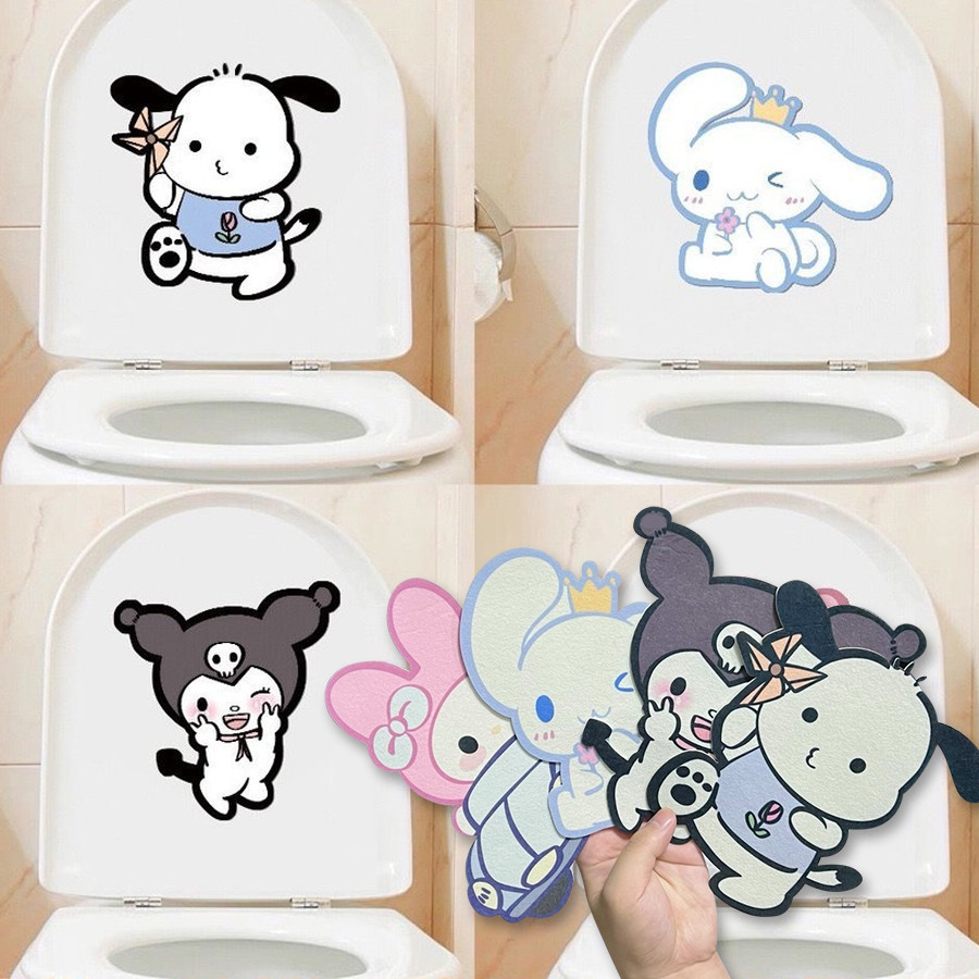 Sanrio น่ารักสติกเกอร์ระงับกลิ่นกายห้องน้ําการ์ตูน Cinnamoroll Crayon Shin-chan สัตว์ Rose Lemon จัสมินหอมสติกเกอร์ห้องน้ํากําจัดกลิ่นสติกเกอร์ตกแต่งห้องน้ํา