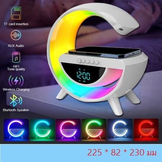 BT3401 โคมไฟลำโพงบลูทูธ 4 in1 แท่นชาร์จไร้สาย15W โคมไฟ RGB นาฬิกาปลุก Wireless Charging Speakerรองรับการ์ด TF ดิสก์ U