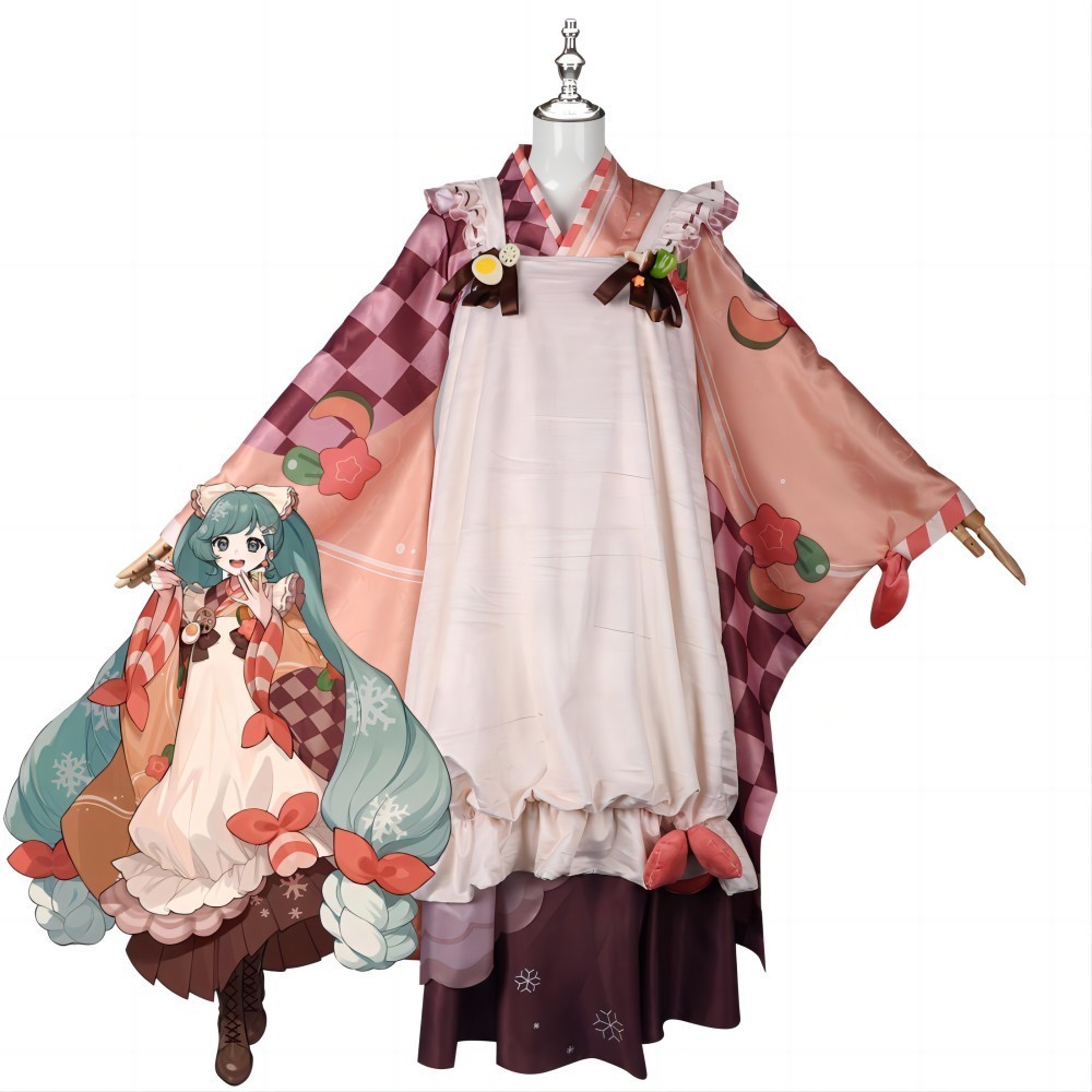 2024 Hatsune Snow Miku ซุป Curry Linkage Cos เครื่องแต่งกายรองคอสเพลย์สาวอะนิเมะผู้ชายและผู้หญิงชุด NS