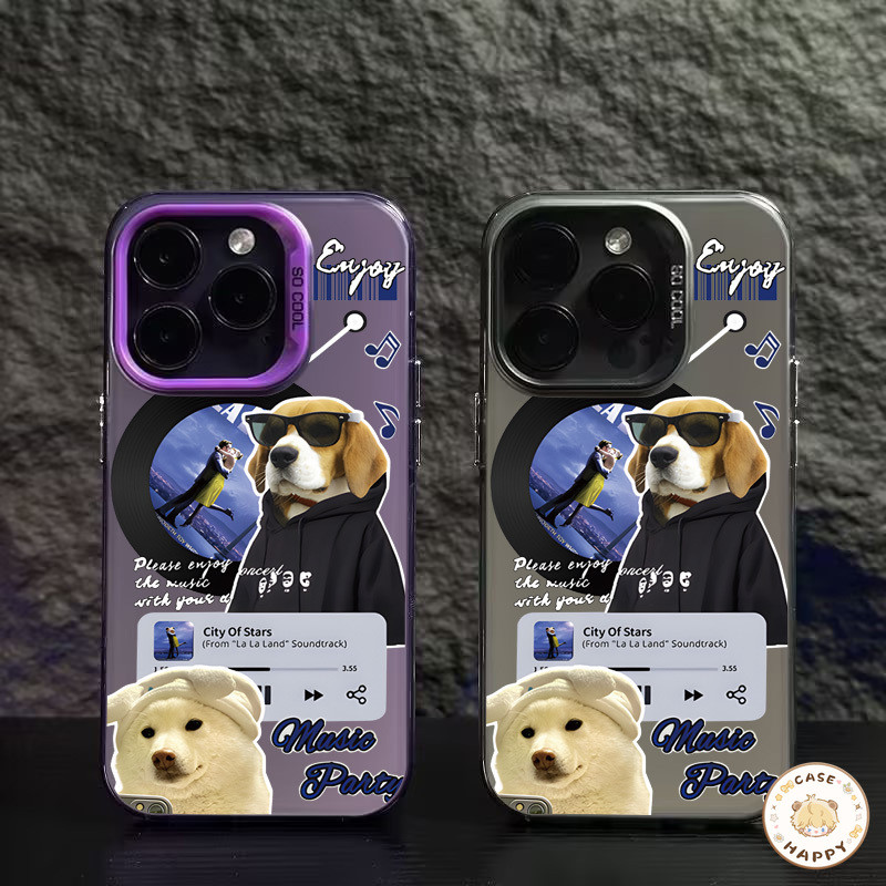แว่นกันแดด ลูกสุนัขสุดเท่ ฟังเพลงแบบมีลวดลาย เคสIPhone 16 13 11 15 12 14 Pro Max XR X XS Max 7 15 14 16 8 Plus SE 2020