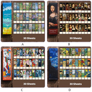 30 ชิ้น Boxed Vintage ภาพวาดสีน้ํามัน Impression Series ที่คั่นหนังสือ Scholol นักเรียนหน้าหนังสือผู้ถือ Aesthetic Bookmarks