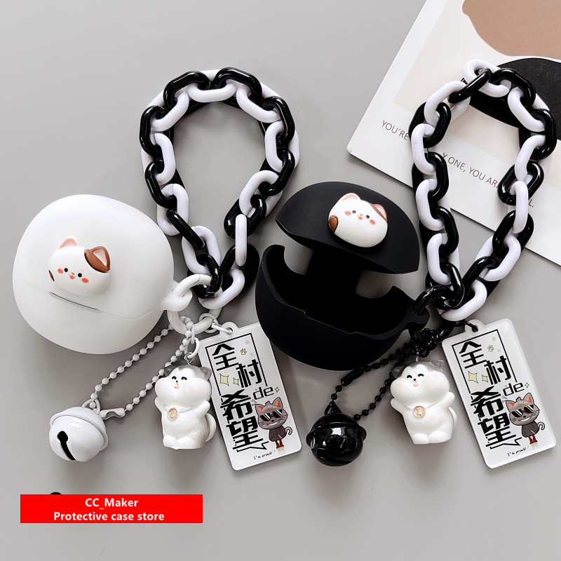 For QCY AilyBuds Pro Case QCY AilyBuds Pro+ Silicone Soft Case Cute Cat Silicone Finger Ring QCY HT1