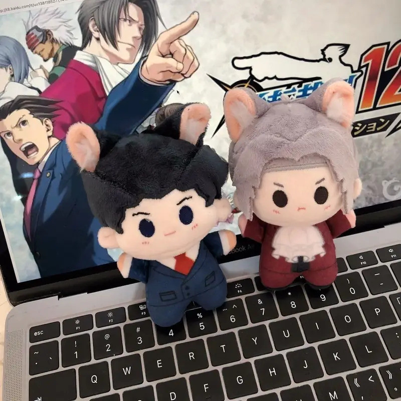 อะนิเมะ Ace Attorney Naruhodo Ryuichi Phoenix Wright Mitsurugi Reiji Miles Edgeworth Idol ตุ๊กตาพวงกุญแจกระเป๋าเป้สะพายหลังจี้
