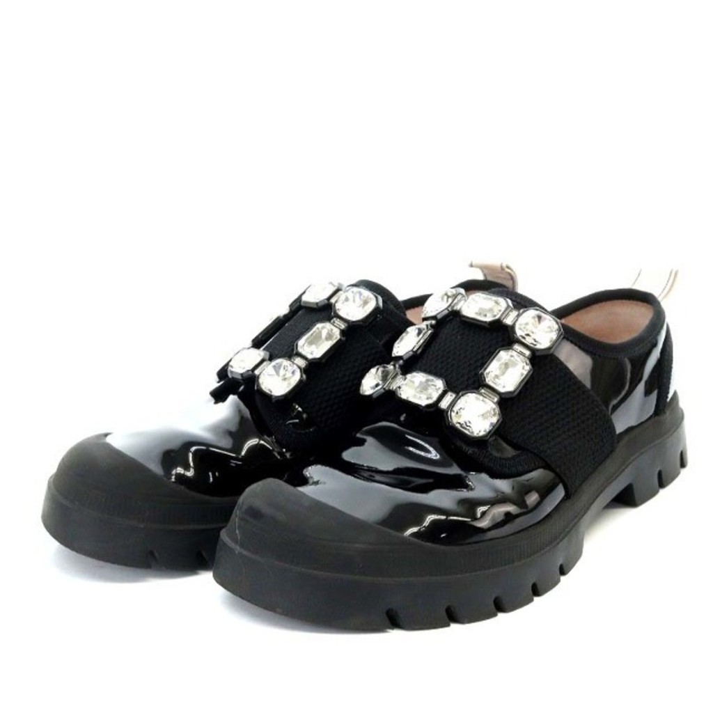 Roger Vivier Walkie Viv Strass Buckle Patent Leather 36 Black Direct from Japan มือสอง
