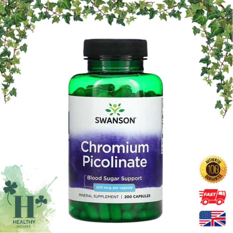 พร้อมส่ง Swanson Chromium Picolinate 200 mcg 200 Capsules โครเมียม พิโคลิเนต