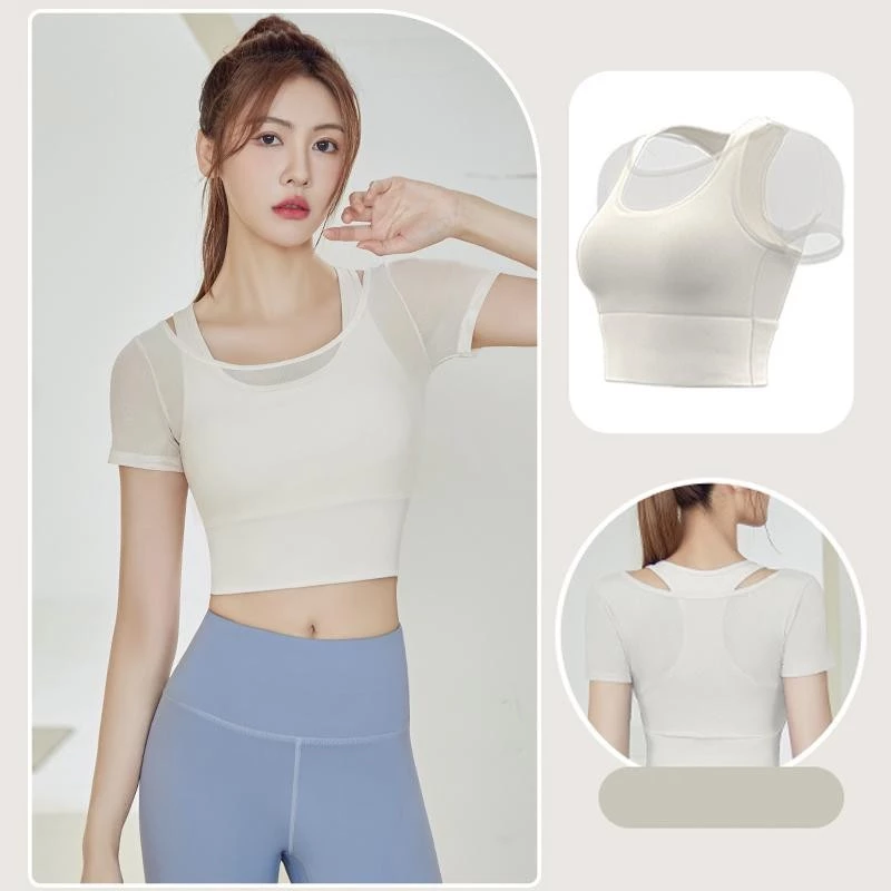 mvp sport แขนสั้นกีฬาตาข่ายบาง โยคะแขนสั้น เสื้อผ้าออกกำลังกาย thumbnail 6