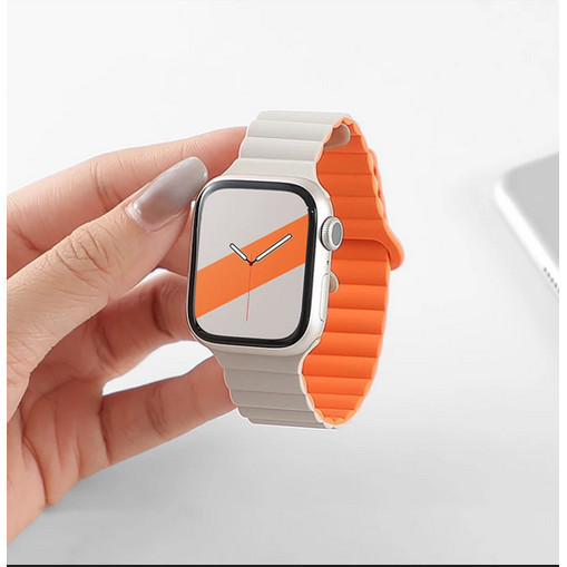 สายซิลิโคนสายแม่เหล็กสําหรับ Apple Watch Series 10 42 มม.46 มม.Ultra 2 49 มม.IWatch 45 มม.44 มม.42 มม.40 มม.41 มม.38 มม.SE Series
