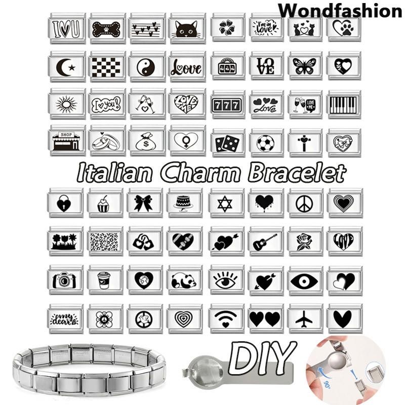Love 777 สร้อยข้อมือ Charm อิตาเลี่ยน Fit 9 มม.สร้อยข้อมือสแตนเลส DIY เครื่องประดับทําอุปกรณ์เสริม Retro บุคลิกภาพโมดูลสร้อยข้อมืออุปกรณ์เสริม