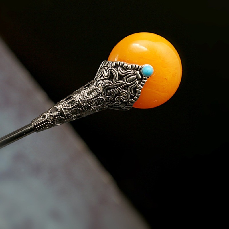 เงินสเตอร์ลิง S925 โบราณ Palace Lady Simple Hairpin คลาสสิกขดลวด Hairpin เครื่องประดับผม Retro ของขวัญวันเกิด Hairpin