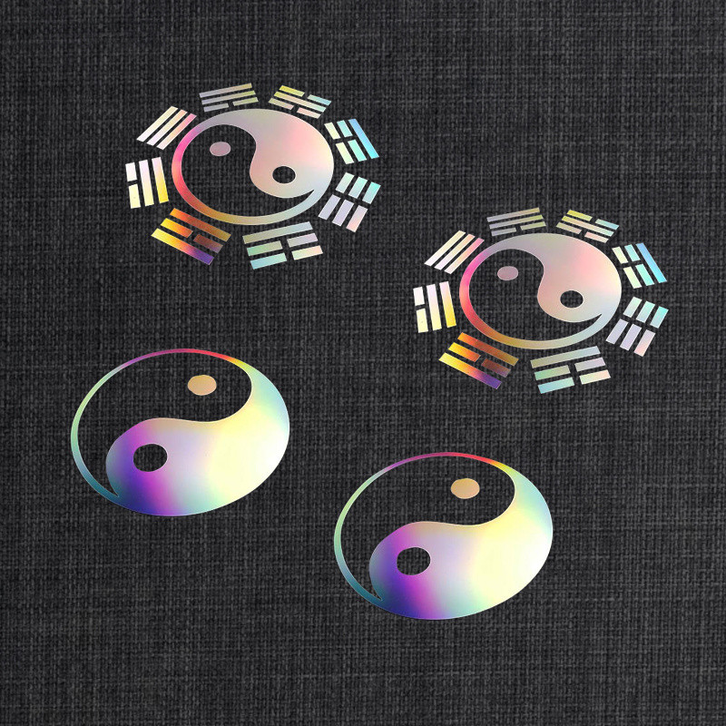 Gossip Laser Car Sticker Tai Chi Tu Yin Yang Fish Sticker Car Electric Vehicle Computerกระเป๋าเดินทา