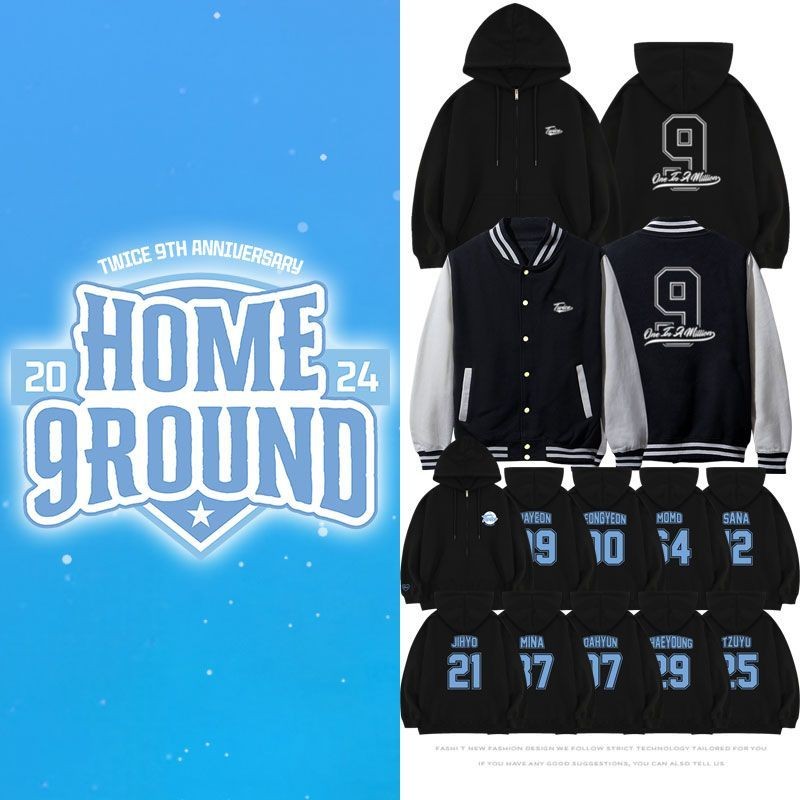 Kpop TWICE FM HOME 9 ROUNG ผู้ชาย/ผู้หญิง Hoodie Design Aid เสื้อผ้าเดียวกันเสื้อกันหนาว Unisex Streetwear เสื้อแจ็คเก็ตเสื้อกันหนาวด้านบน