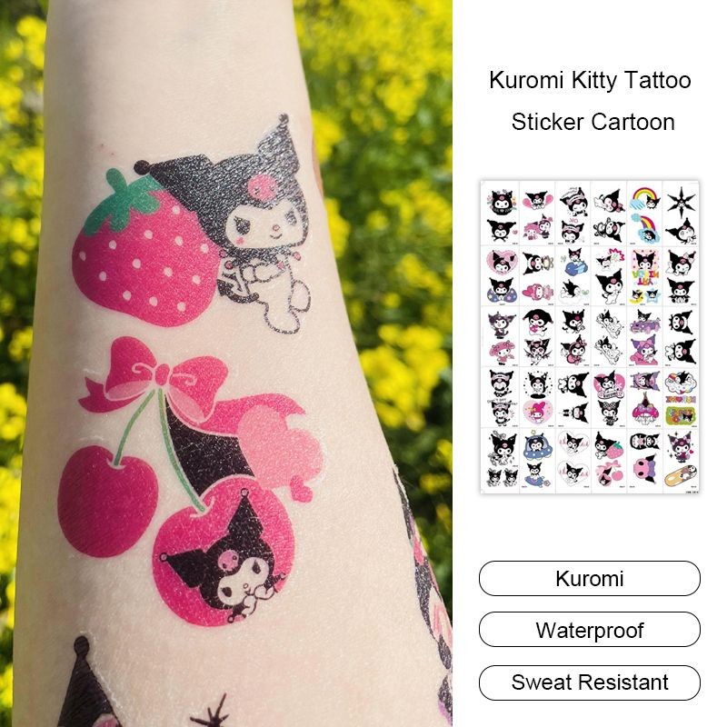 aidderse.thKuromi Kitty Tattoo สติกเกอร์การ์ตูนน่ารัก Tattoo สติกเกอร์กันน้ําติดทนนาน Tattoo สติกเกอร์-