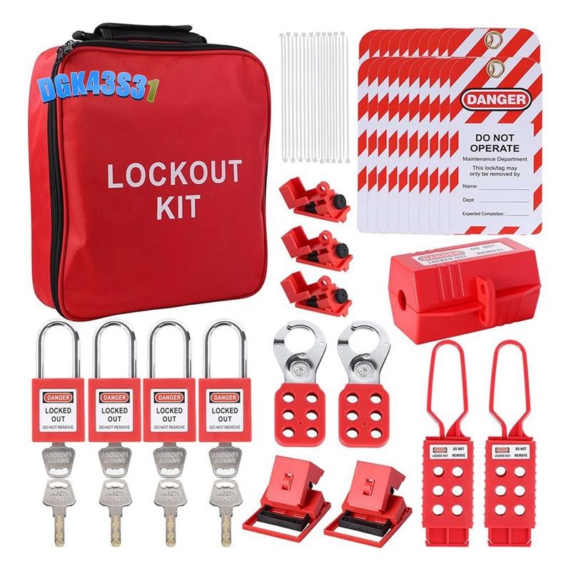 dgk43s31Lockout Tagout Kit, ไฟฟ้า - ชุดพร้อม Circuit Breaker Lockout, Lockout Hasps, Lock Out Tags M