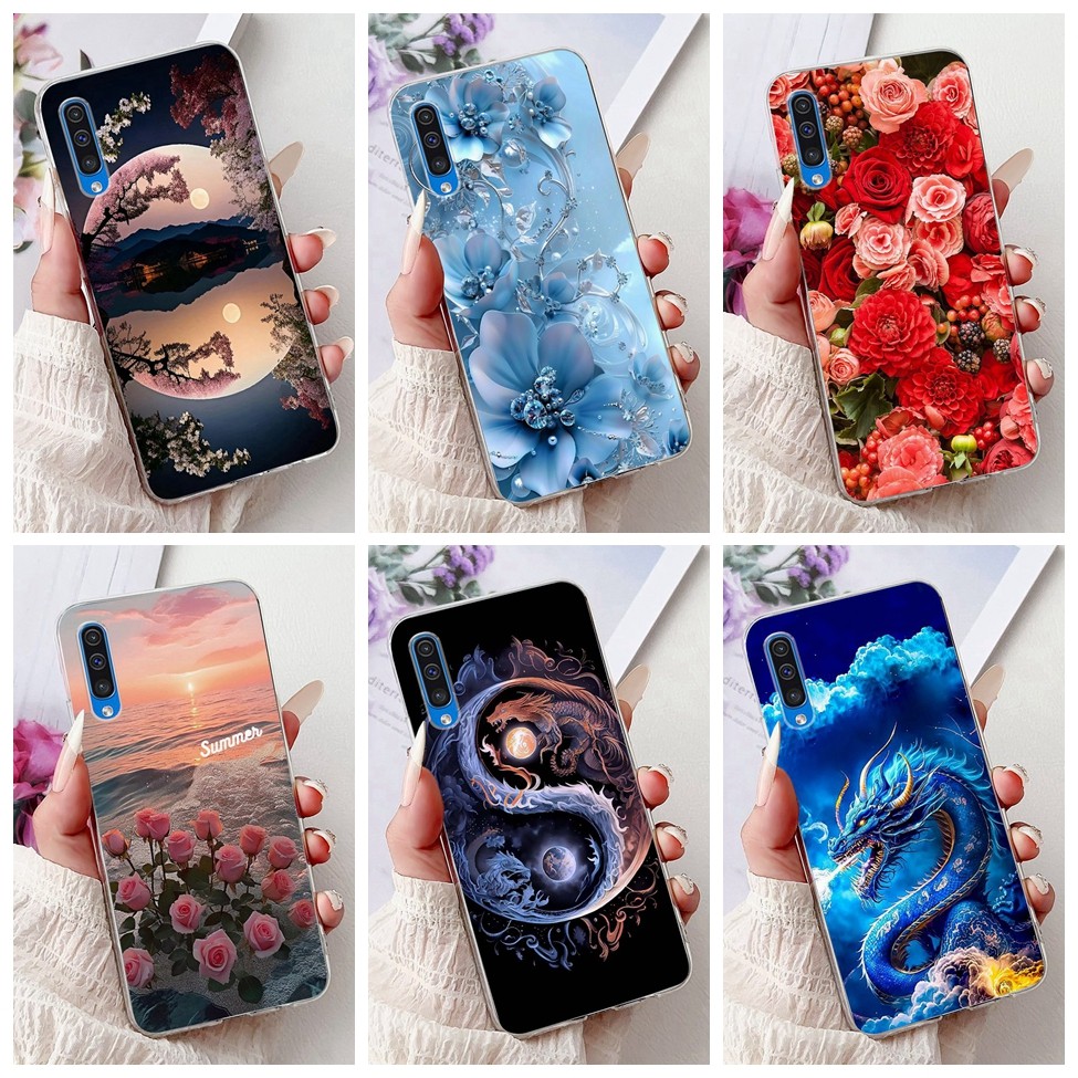 Clear สําหรับ Samsung A70 กรณี A705F ความงามแมวน่ารักแฟชั่นดอกไม้ทาสีปกหลังสําหรับ Samsung Galaxy A70 เคสโทรศัพท์