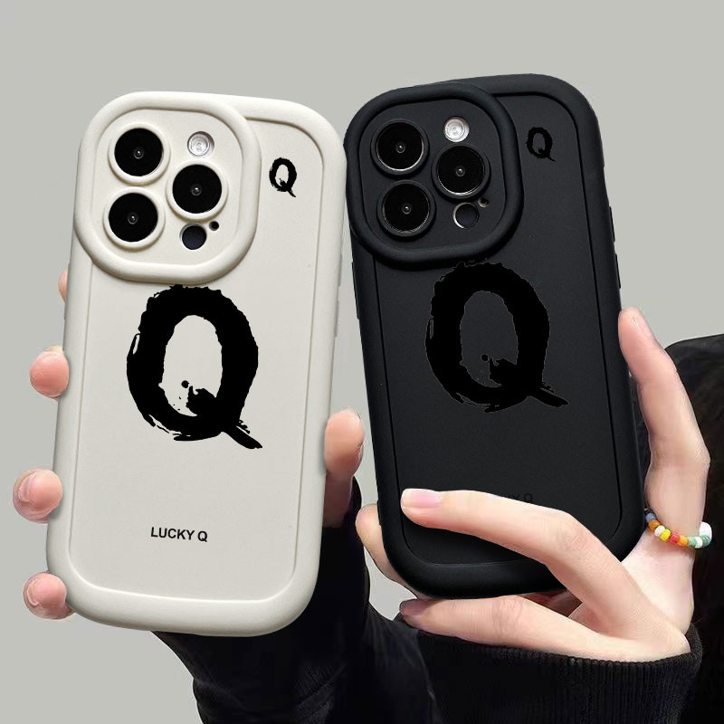 ขั้นสูงแฟชั่น Simple Letter Q เคสโทรศัพท์ซิลิโคนสําหรับ iphone 16pro MAX 16 PLUS 15 Pro 14 13 12 11 