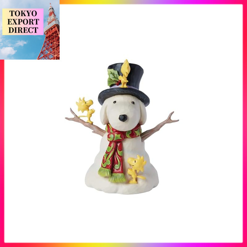 Enesco Peanuts by Jim Shore Woodstock Building a Snoopy Snowman Figurine - Resin Handcrafted Painted