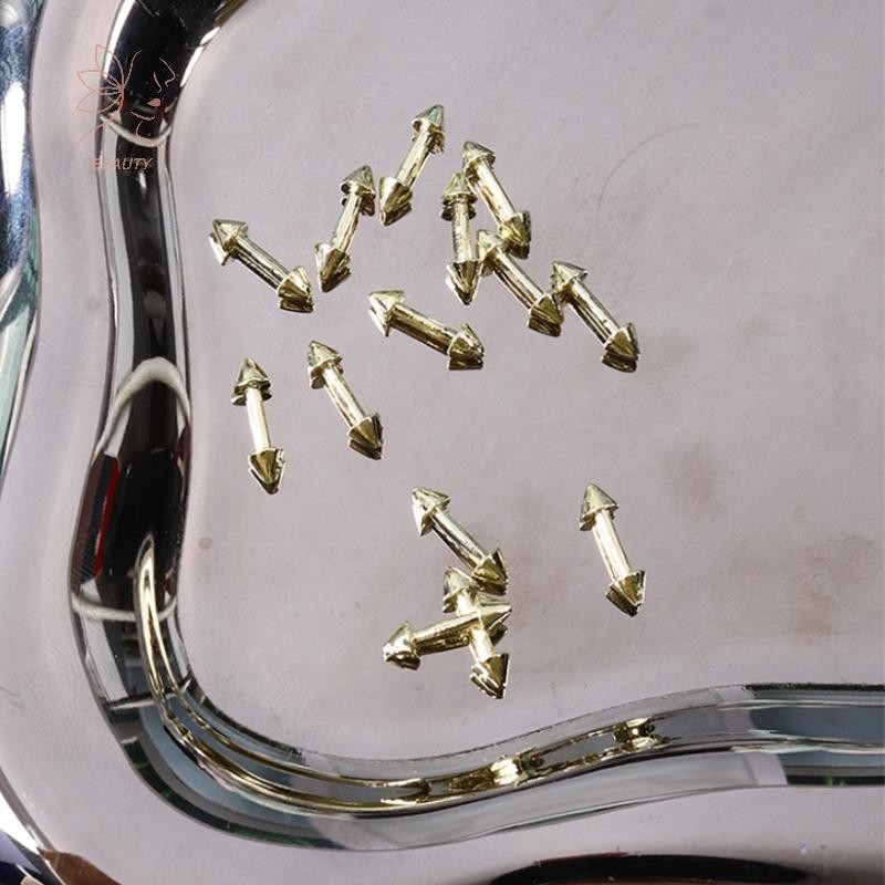 [maybeauty] 20 ชิ้นออกแบบสไตล์พังก์เล็บอะไหล่โลหะผสม Studs Gold Silver Curve Arrow Rivet ตกแต่งเล็บอุปกรณ์เสริมเล็บ Charms {TH} - รูปที่ 5
