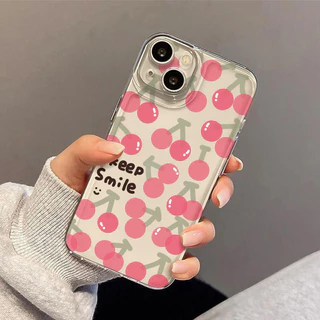 เคสไอโฟน สีแดง เชอร์รี่ เคสคู่ สำหรับ For IPhone 13 11 16 Pro 15 12 14 Pro Max 7Plus 8Plus XS X XR Max 7 8 Plus TPU เคส