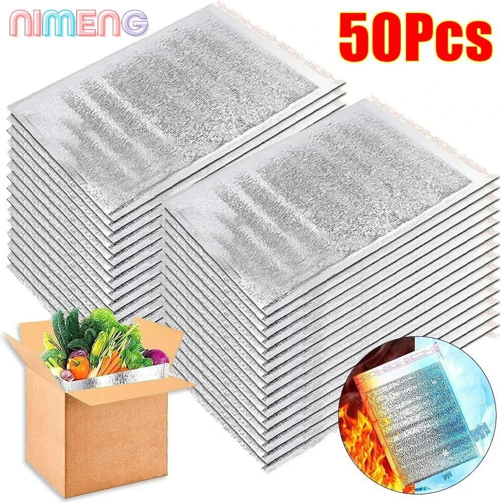 นิมิง 50ชิ้น/แพ็คถุงฉนวนกันความร้อน,จัดส่ง ค มาถึง อาหารความร้อนถุงอลูมิเนียมฟอยล์,เครื่องดื่มเก็บน้ําแข็งเย็นอบอุ่นบรรจุถุงเย็