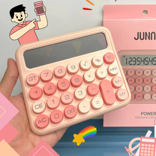 เครื่องคิดเลข 12 หลัก สไตล์เรโทร JUNNO JN800 สีชมพูพาสเทล