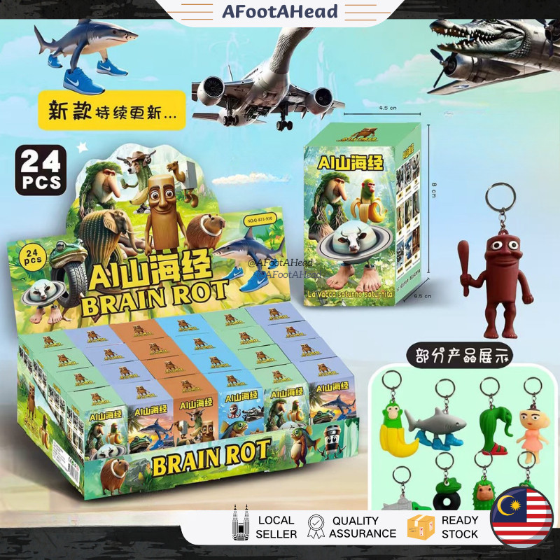 24PCS Tung Tung Sahur พวงกุญแจกล่องตาบอด Trralero Tralala Chibi รูปจี้ตุ๊กตาน่ารักพวงกุญแจ AIyama海经