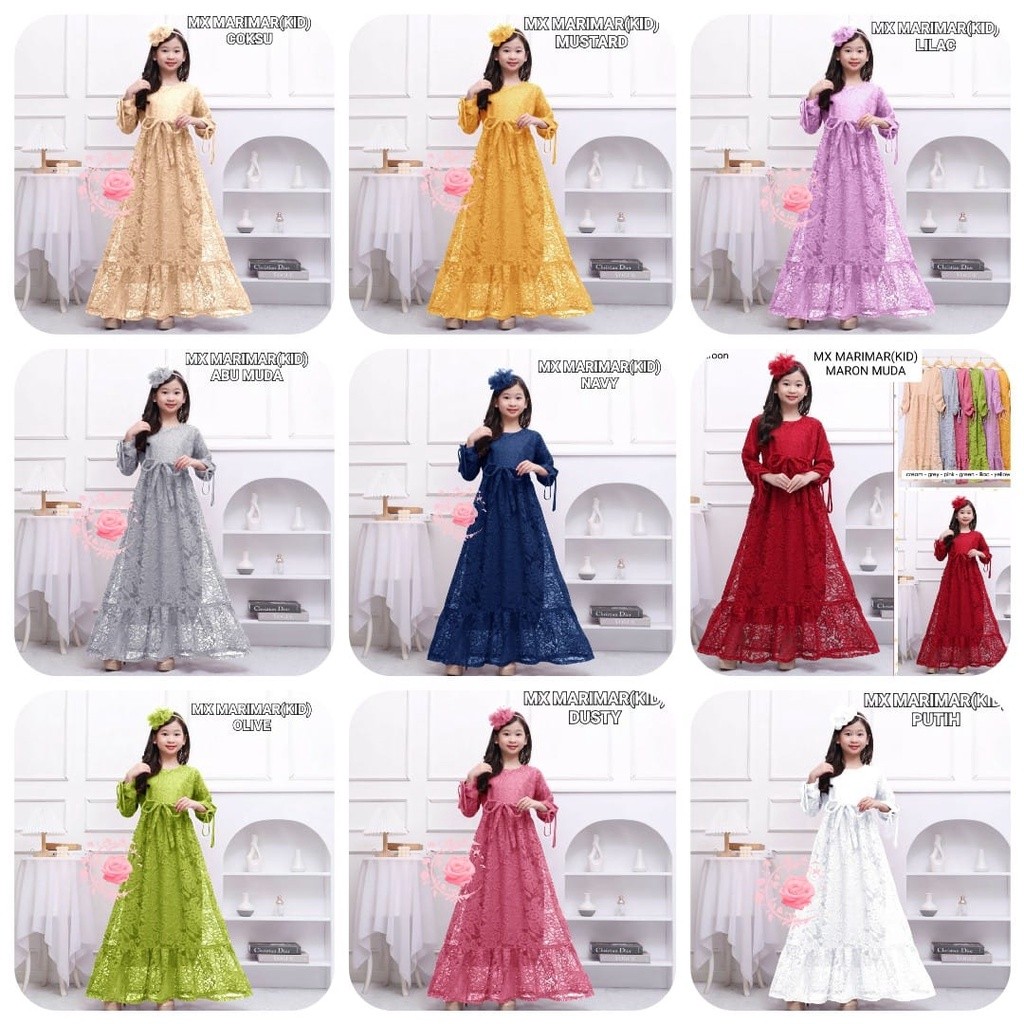 D2 MAXI KID MARIMAR DRESS 3~10 ปี CHILDRENS BROKEN GAMIS CHILDREN 9 สี