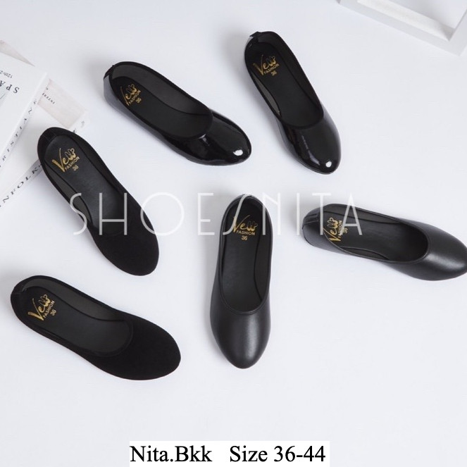 รองเท้าคัชชู ไซส์36-44 รองเท้าคัทชูสีดำ ส้นแบน Nita.Bkk