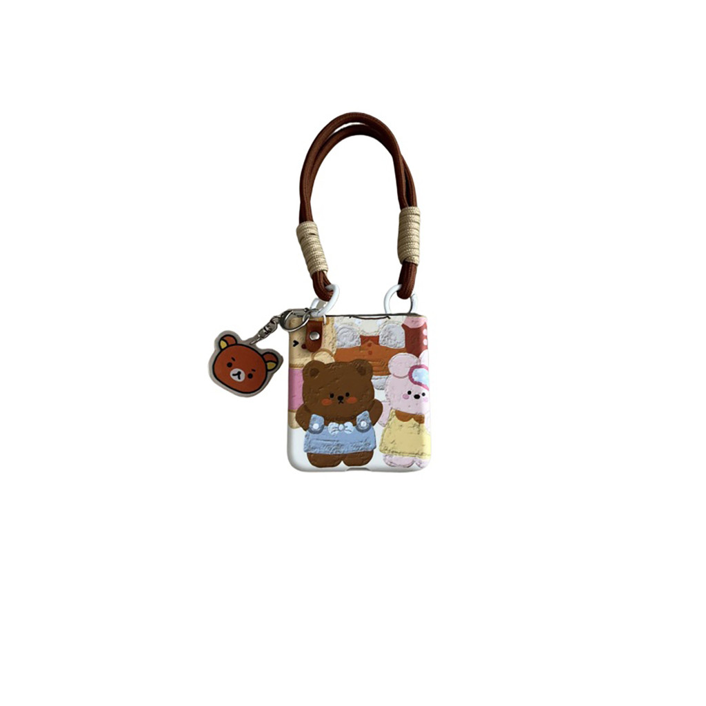 LUSHUO เคสโทรศัพท์สําหรับ Samsung Galaxy Z Flip 7 6 5 4 3 ค้นหา N3 N2 FLIP หมีน่ารัก PC ปกหลังพร้อมจี้โซ่สําหรับ findn2 3 พลิกค้นหา N2 n3 พลิก Z6 Flip5 Flip7 Mix Flip - รูปที่ 3