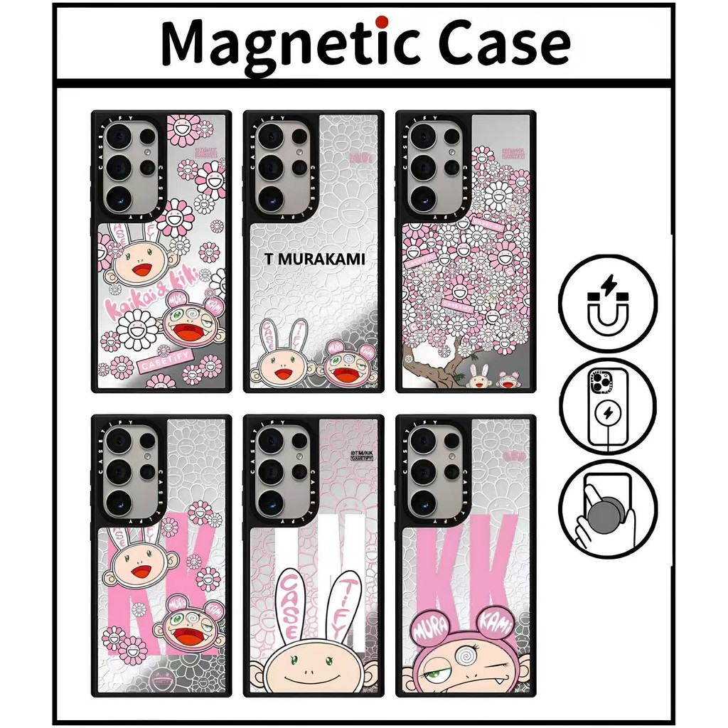 CASETi กระจกแม่เหล็ก Samsung เคสโทรศัพท์ Takashi-Murakami Twin Partners สําหรับ Samsung Galaxy S25Ultra S25Plus S24Ultra S23Ultra Drop proof เคสกันกระแทก