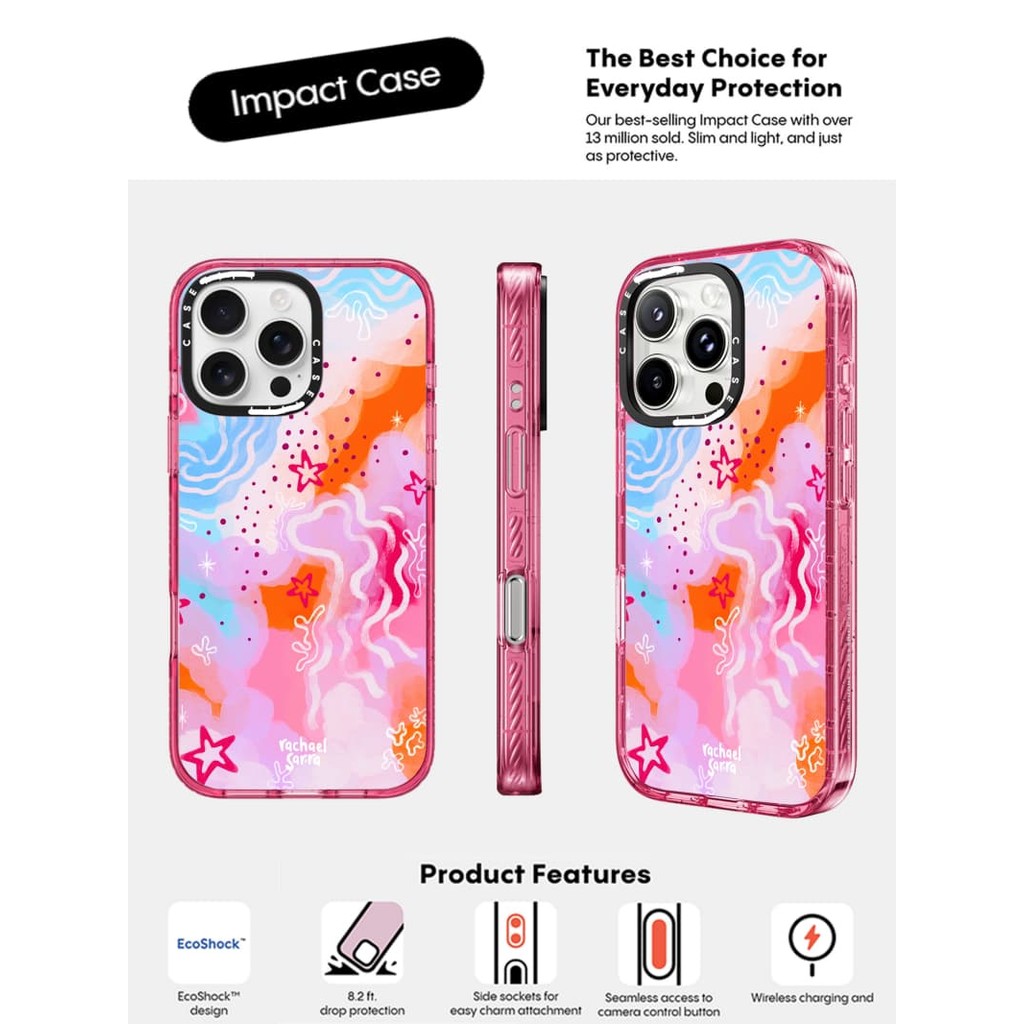 CASECASE X Moon Rising Case สีชมพู Fizz สี Clear Hard แม่เหล็กดูด Impact Case สําหรับ Apple IPhone 1