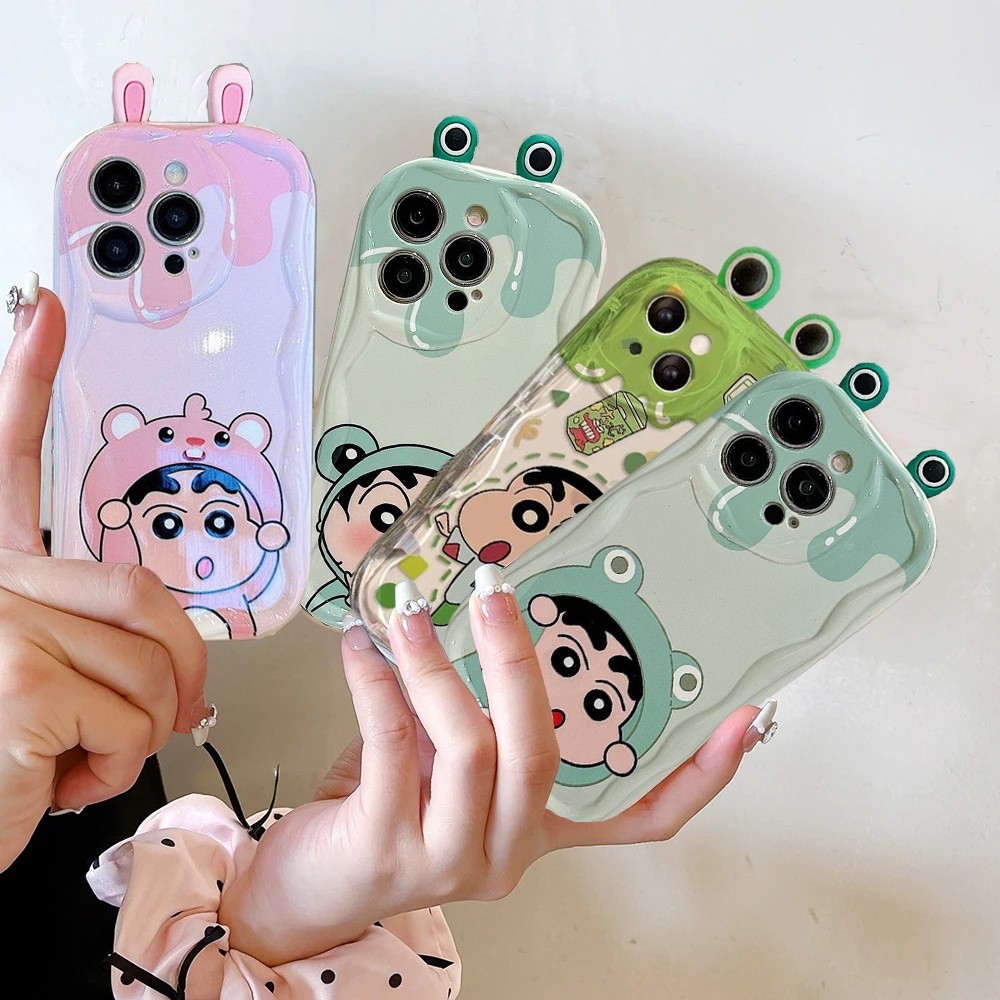 เคสโทรศัพท์สําหรับ infinix GT 20 30 Pro Hot Note 50 Plus 50X TECNO CAMON 40 Pro ปกอ่อน 3D กบหูน่ารัก Crayon Shin Chan Wave ด้านข้างซิลิโคน