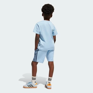 adidas ไลฟ์สไตล์ ชุดเสื้อยืดและกางเกงขาสั้น Adicolor สำหรับเด็ก เด็ก สีน้ำเงิน JC9160