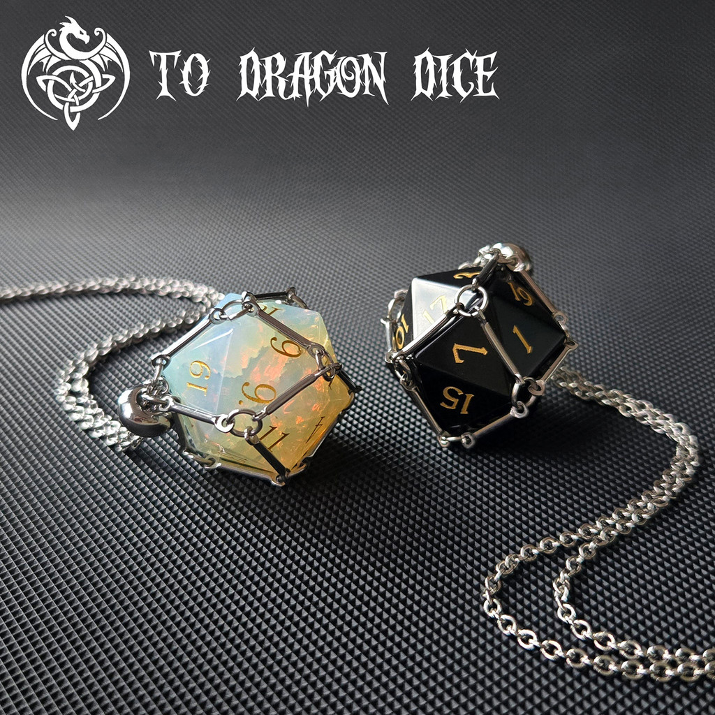 อุปกรณ์เสริมเกมกระดาน สร้อยคอลูกเต๋าคริสตัลสำหรับ DND และ COC