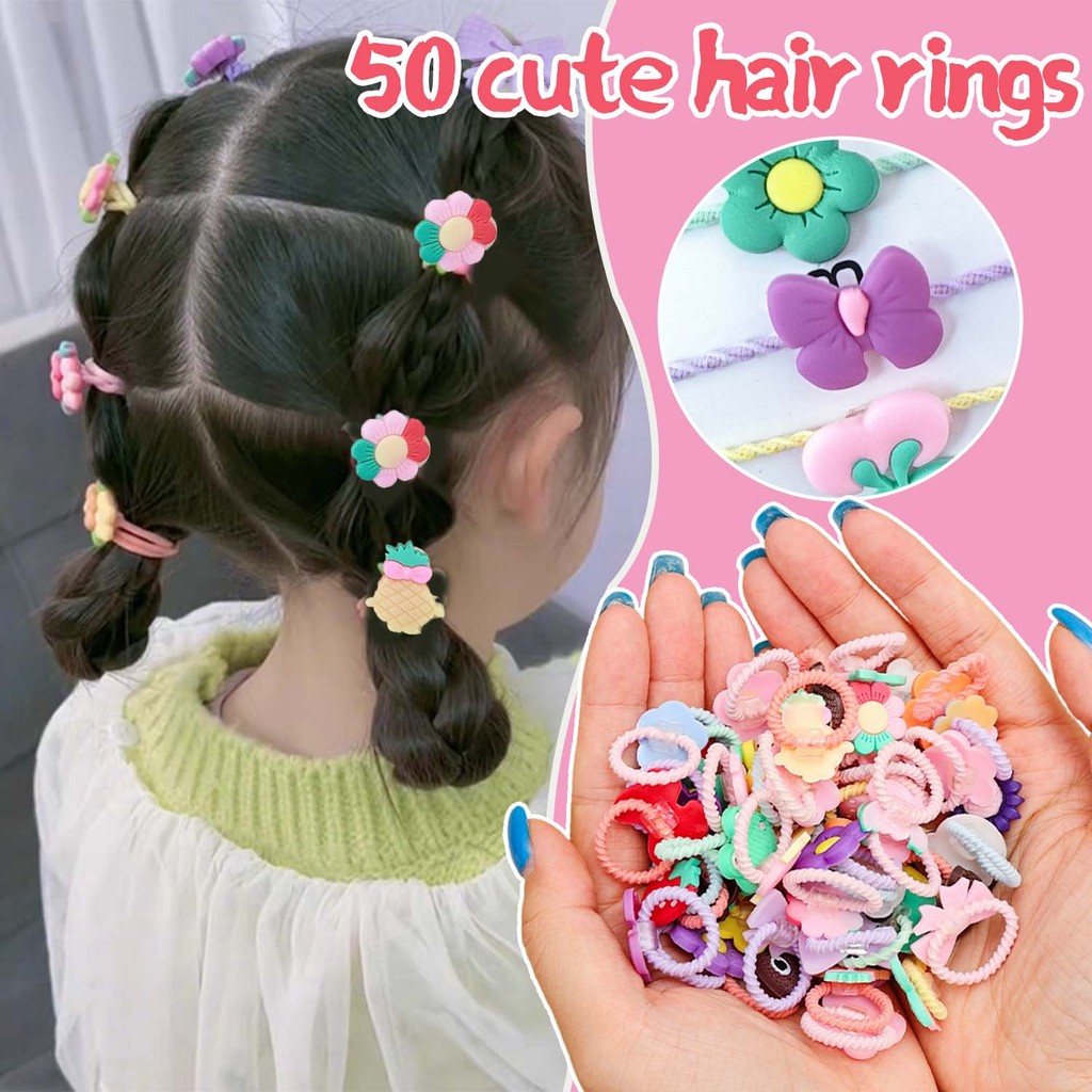 ชุดยางรัดผมสำหรับเด็ก 200 ชิ้น ออกแบบเป็นรูปสัตว์และดอกไม้ ใช้งานได้หลายโอกาส เช่น โรงเรียน กีฬา และท่องเที่ยว