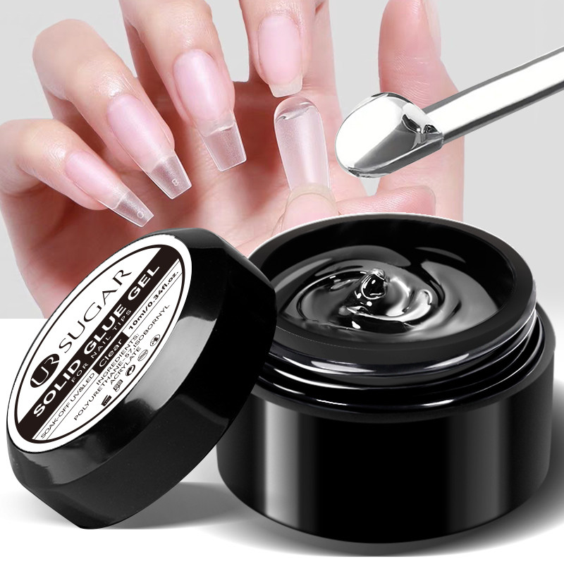 UR น้ําตาล 10ml เจลกาวแข็งสําหรับเล็บเคล็ดลับเล็บ Rhinestones ติดทนนาน Soak Off Adhesion เจล