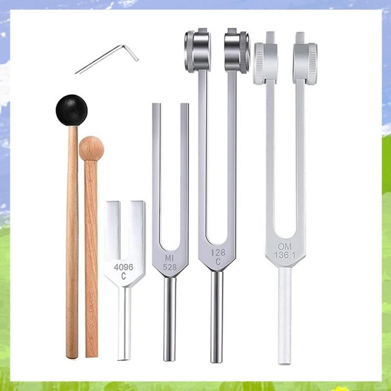 ชุดส้อมปรับแต่ง 4 ชิ้น (128Hz, , 136.1Hz, MI 528Hz, 4096Hz),สําหรับ Healing Chakra,Sound Therapy,Rel