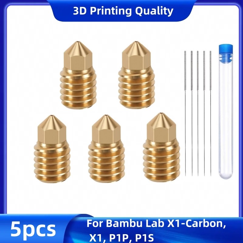 For Bambu Lab Nozzle Brass 3D Printer Parts 0.4-1.0mm High Flow X1C V2 P1P Hotend Nozzle M6 1.75 For