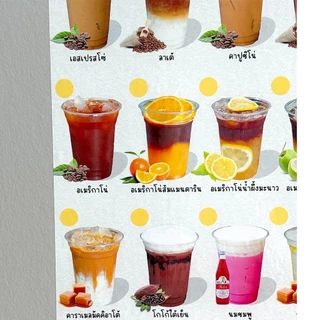 ป้ายเมนูแผ่นภาพสติกเกอร์ขนาด A4 แบรนด์ HERE : ตกแต่งร้านกาแฟ