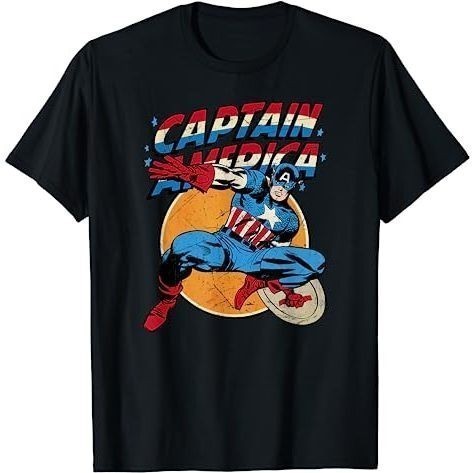 เสื้อยืดผู้ใหญ่การ์ตูน Marvel Avengers Vintage Captain America Avengers