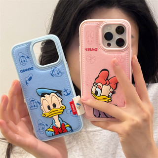 case i17 16 15 14 Pro max leather 3d cartoon couple soft full cover phone case