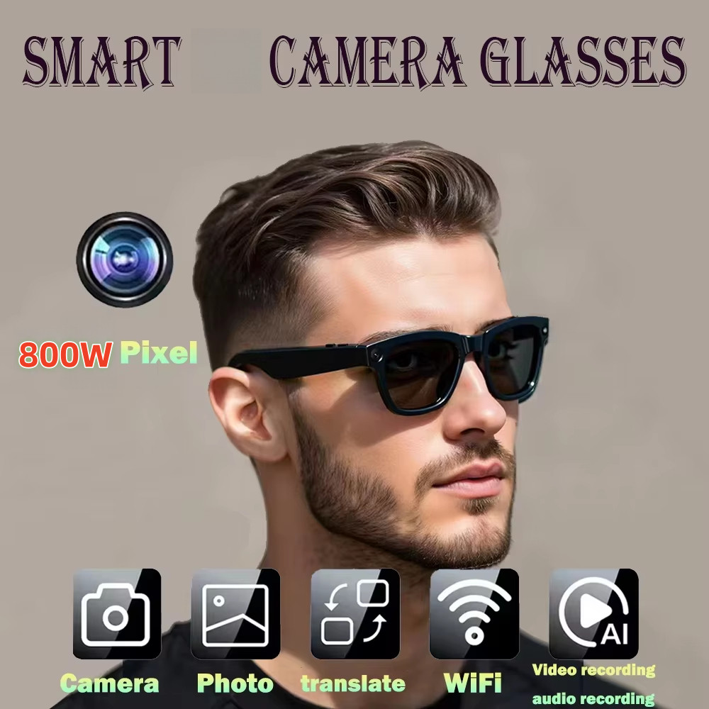 M01 Pro AI สมาร์ทบลูทูธแว่นตากันแดดเสียงโทรเพลง Voice Assistant การแปลแบบเรียลไทม์ 800W HD การถ่ายภา