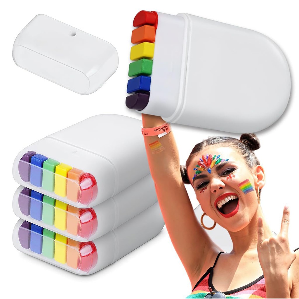 6 สีง่ายต่อการสีใบหน้า Graffiti Rainbow Crayon Rainbow World Cup Face Paint DIY สี Crayon