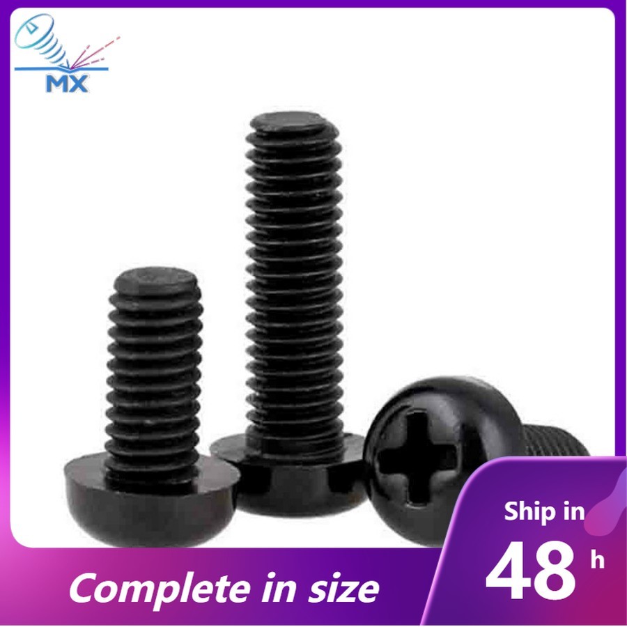 สีดําข้ามไนลอนหัวกลม Bolt ฉนวนกันความร้อนสีดํา Bolt M2/M2.5/M3/M4/M5/M6/M8 (XM-PH)